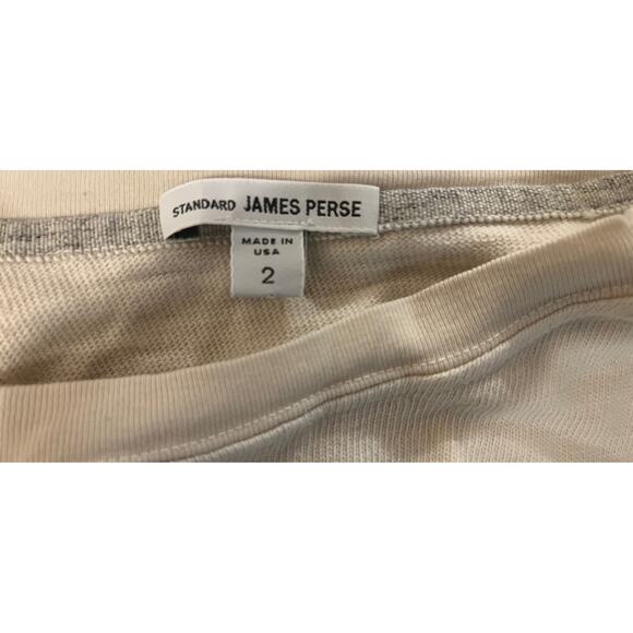 JAMES PERSE Crew Neck Shirt Size 2 - Off White - 100% Cotton Made in the USA - Picture 3 of 7